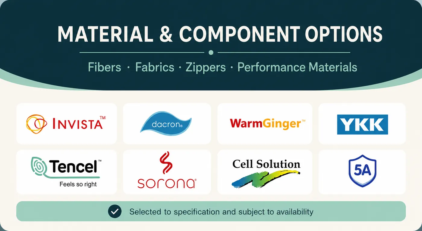 Material and component options for custom baby products