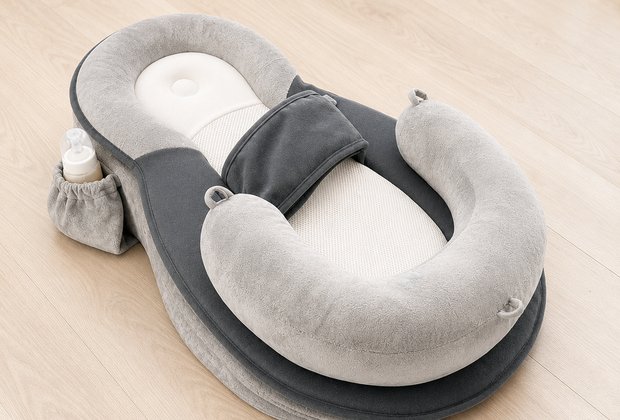 Baby feeding pillow product view with soft support cushion