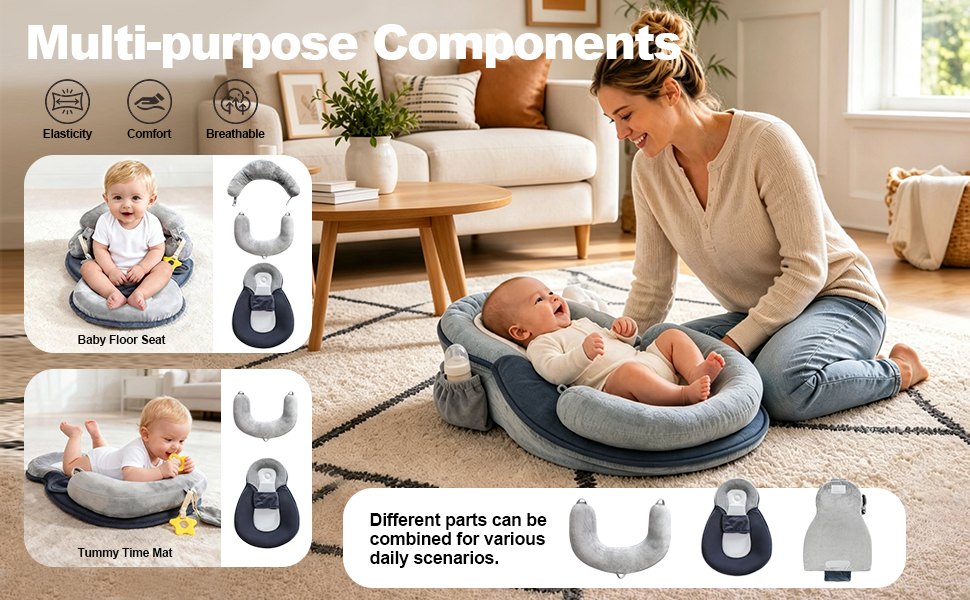 Multi-purpose components of baby feeding pillow