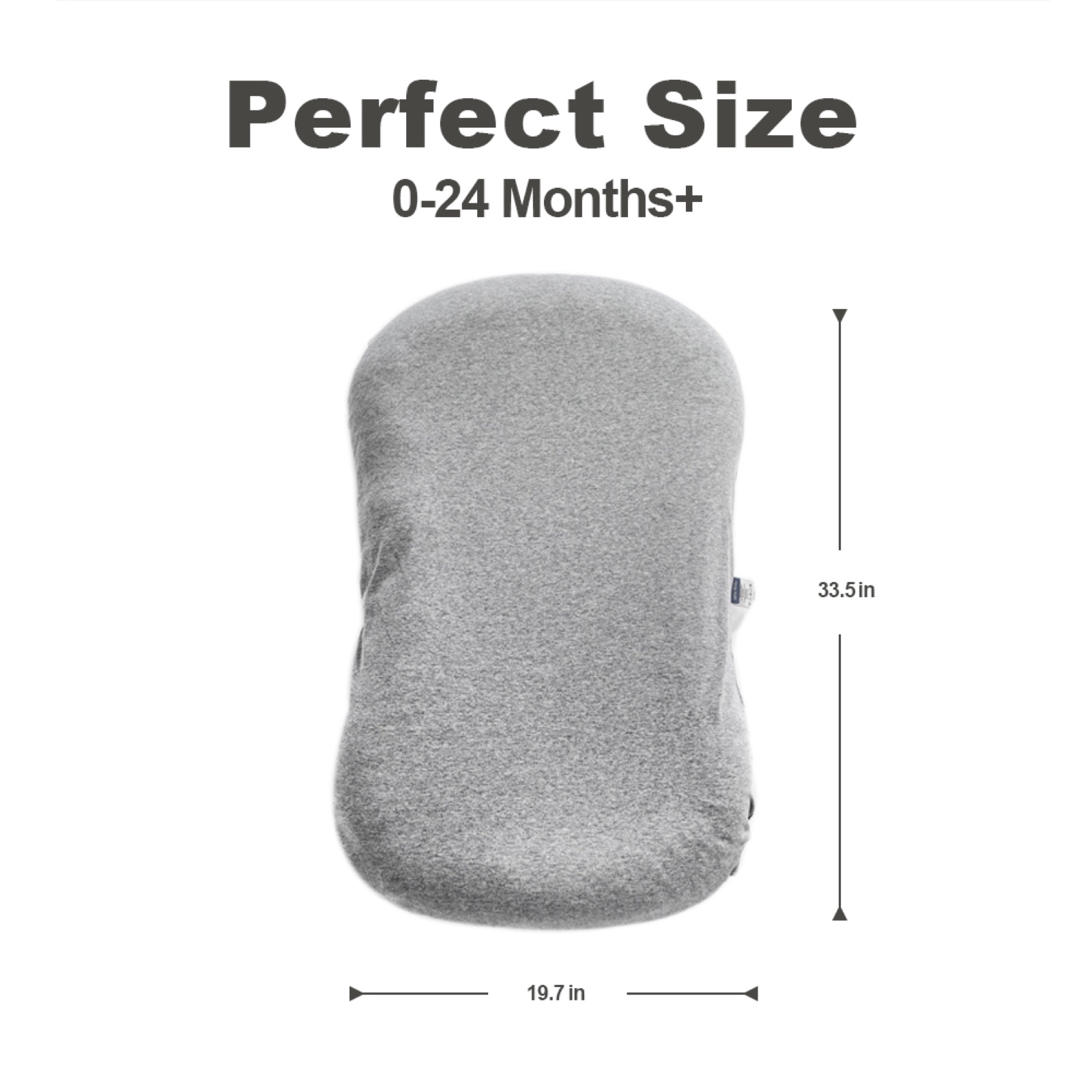 Gray baby lounger bedside sleeper size reference