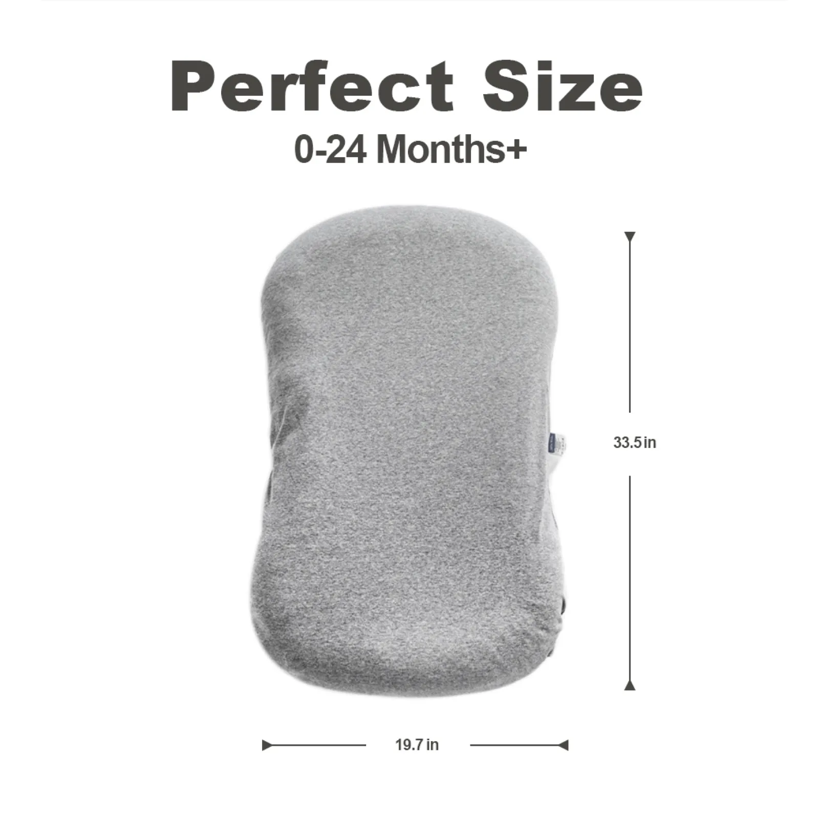 Gray baby lounger bedside sleeper size reference