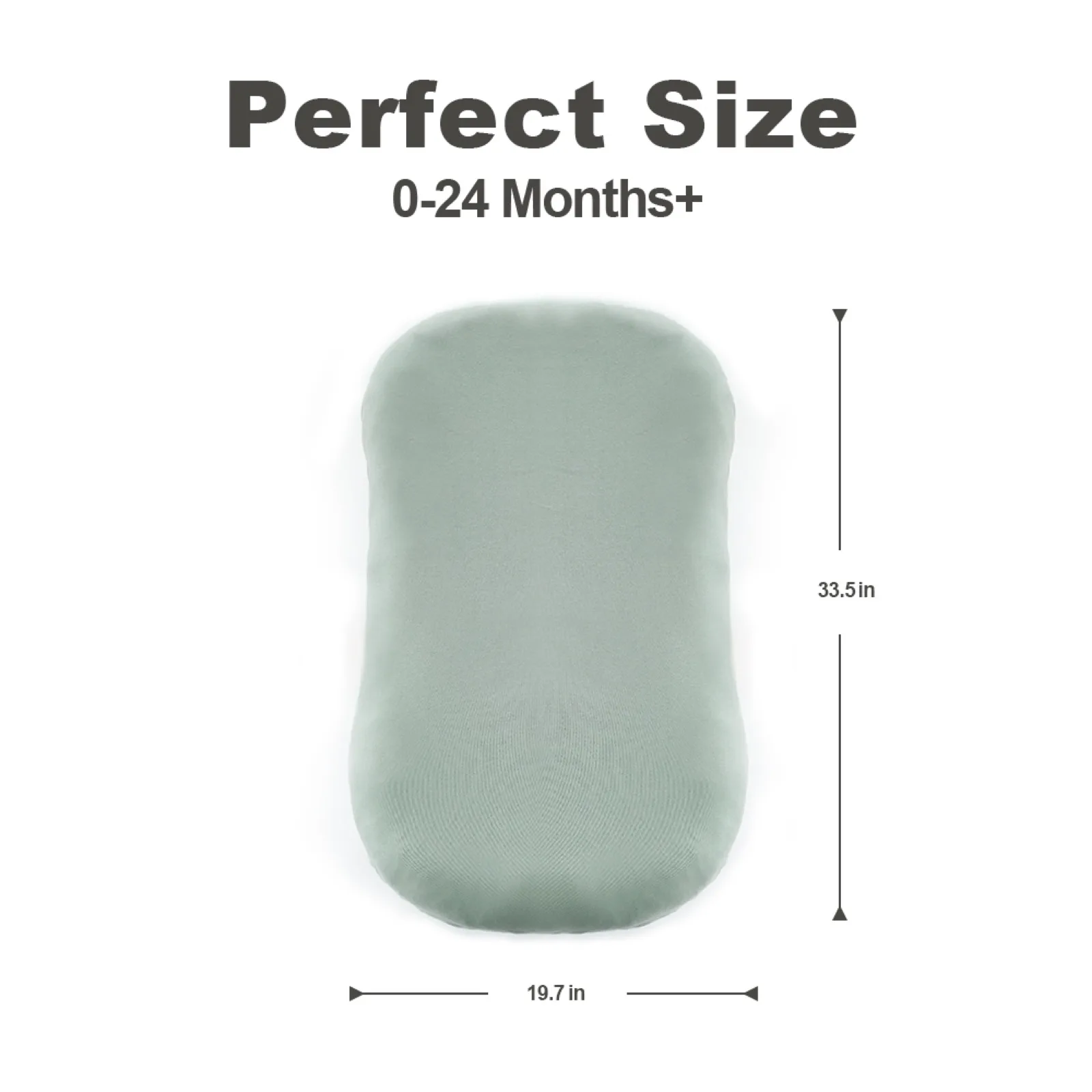 Green baby lounger bedside sleeper size reference